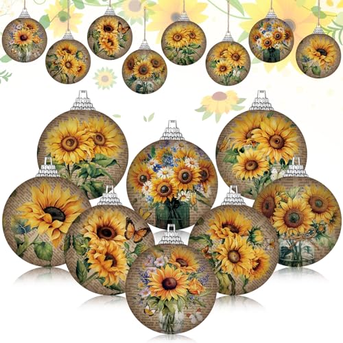 Outus 16 Pcs Vintage Summer Sunflower Ornaments Balls for Tree Summer Flower Decorations Sunflower Ornaments Farmhouse Floral Hanging Spring Decor for Small Tree Home Party Craft Decor - Image 1
