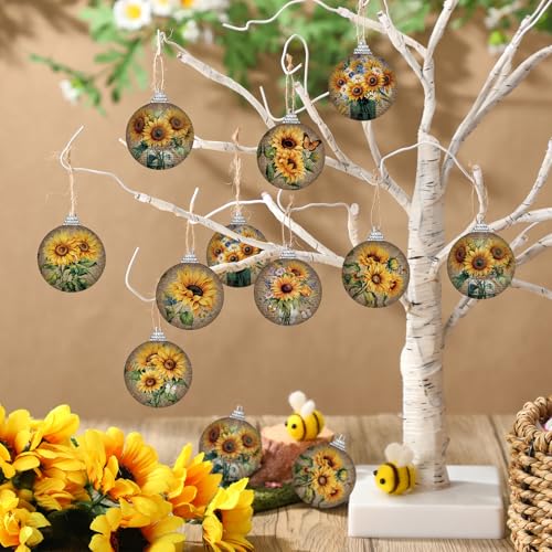 Outus 16 Pcs Vintage Summer Sunflower Ornaments Balls for Tree Summer Flower Decorations Sunflower Ornaments Farmhouse Floral Hanging Spring Decor for Small Tree Home Party Craft Decor - Image 3
