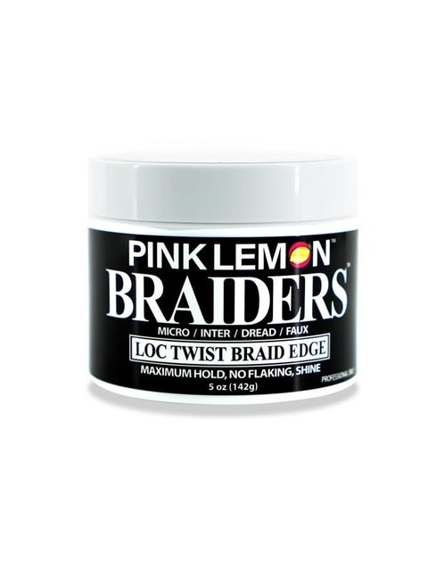 PINK LEMON Braiding Gel (5 oz) - Maximum Hold, No Flaking, Long Lasting Hold, High Shine. For Micro, Inter, Dread, Faux, Loc, Twist, Braid, Edge.