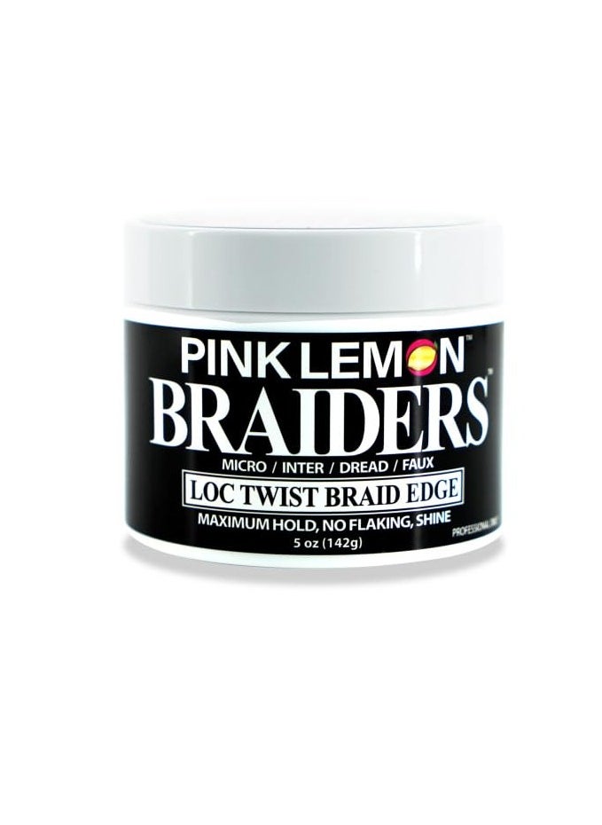 PINK LEMON Braiding Gel (5 oz) - Maximum Hold, No Flaking, Long Lasting Hold, High Shine. For Micro, Inter, Dread, Faux, Loc, Twist, Braid, Edge.