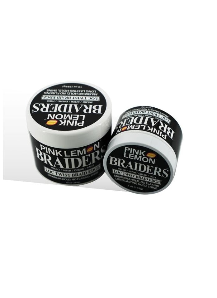 PINK LEMON Braiding Gel (5 oz) - Maximum Hold, No Flaking, Long Lasting Hold, High Shine. For Micro, Inter, Dread, Faux, Loc, Twist, Braid, Edge.