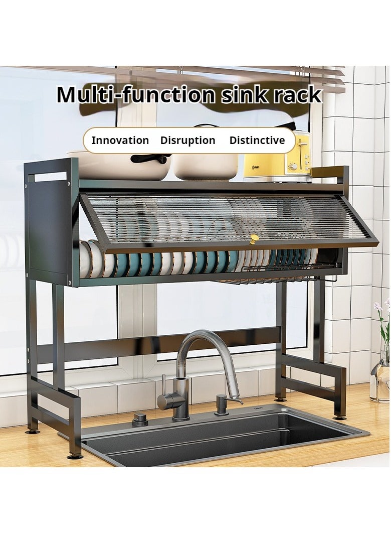 Generic - The Sink Dish Drainer Drying Rack,2 Tier Dish Drying Rack for Kitchen Counter, Large Dish Drying Rack with Flip Door, Over Sink Dish Drying Rack for Family Use,Dust-Proof,105cm - Image 1