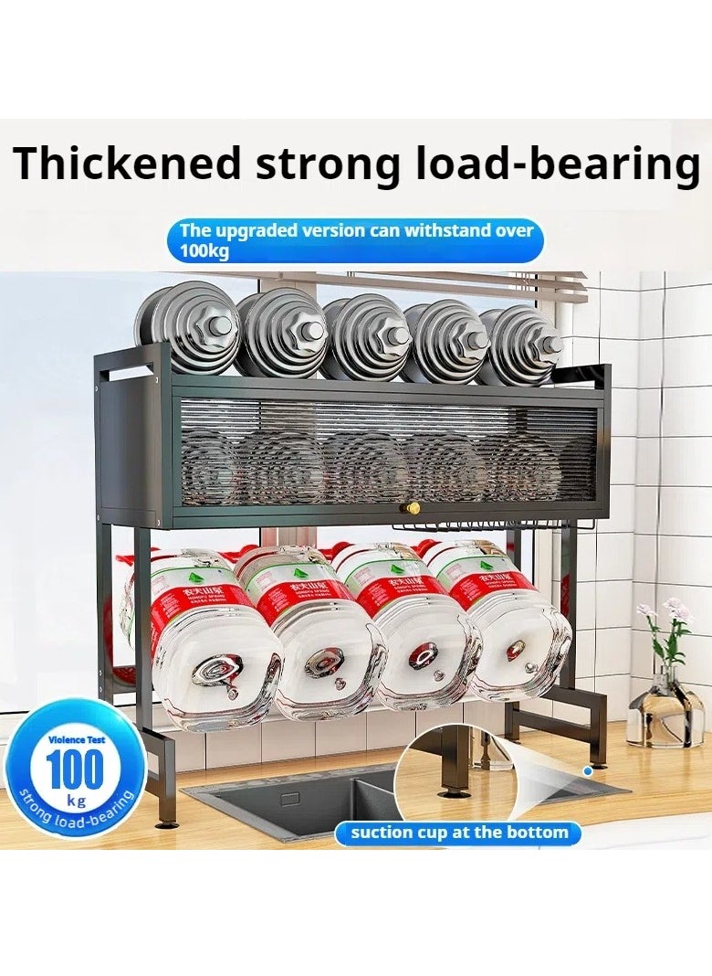 Generic - The Sink Dish Drainer Drying Rack,2 Tier Dish Drying Rack for Kitchen Counter, Large Dish Drying Rack with Flip Door, Over Sink Dish Drying Rack for Family Use,Dust-Proof,105cm - Image 1