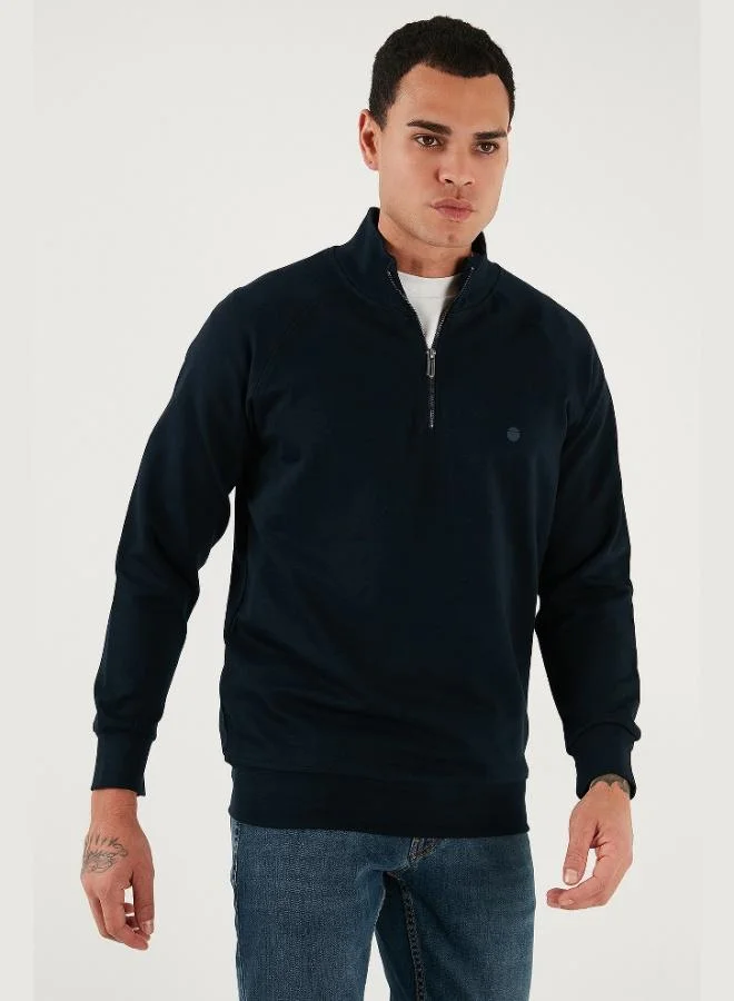 Buratti Buratti Cotton Relaxed Fit Half Zipper Stand Collar Sweat Men's SWEAT 5901232