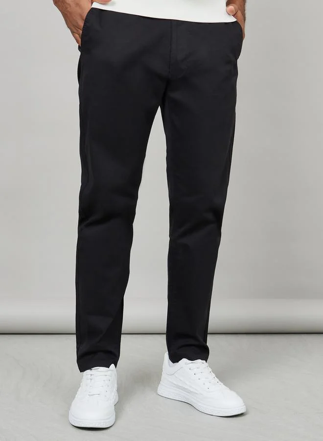 Styli Styli Solid Slim Fit Cotton Stretch Chinos