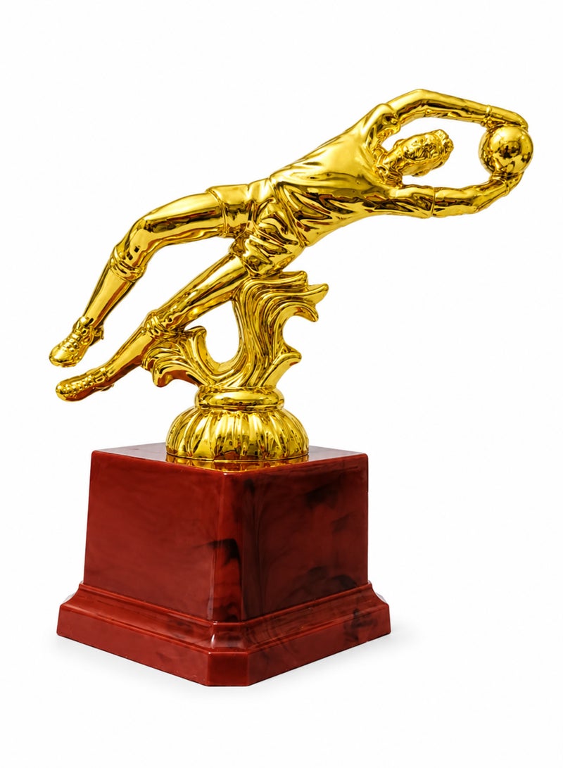 DBLEW Football Goalkeeper Trophy Gold Award Cup Soccer Championship Winner Trophy with Faux-Marble-Style Base  Sports Achievement Award for Football Tournament, Club and School Competitions, 17cm - Image 1