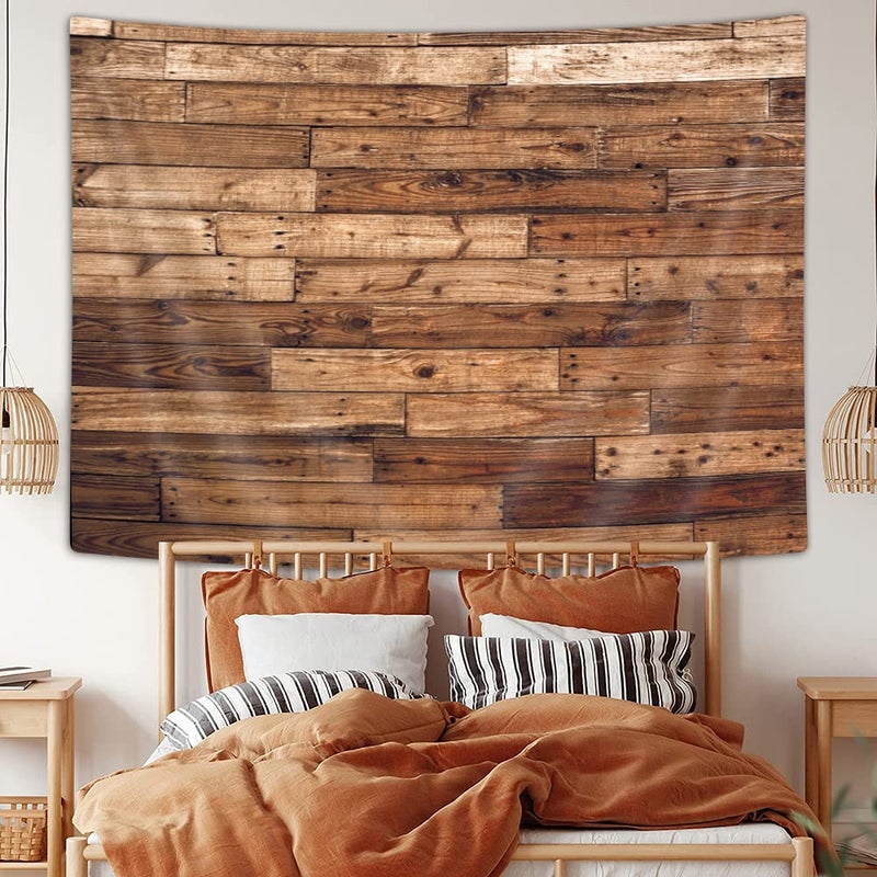 MERCHR Rustic Wooden Country Barn Door Tapestry Wall Hanging, Farmhouse Brown Wood Primitive Plank Wall Texture Tapestry Home Decor Living Room Bedroom 80X60 Inches - Image 4