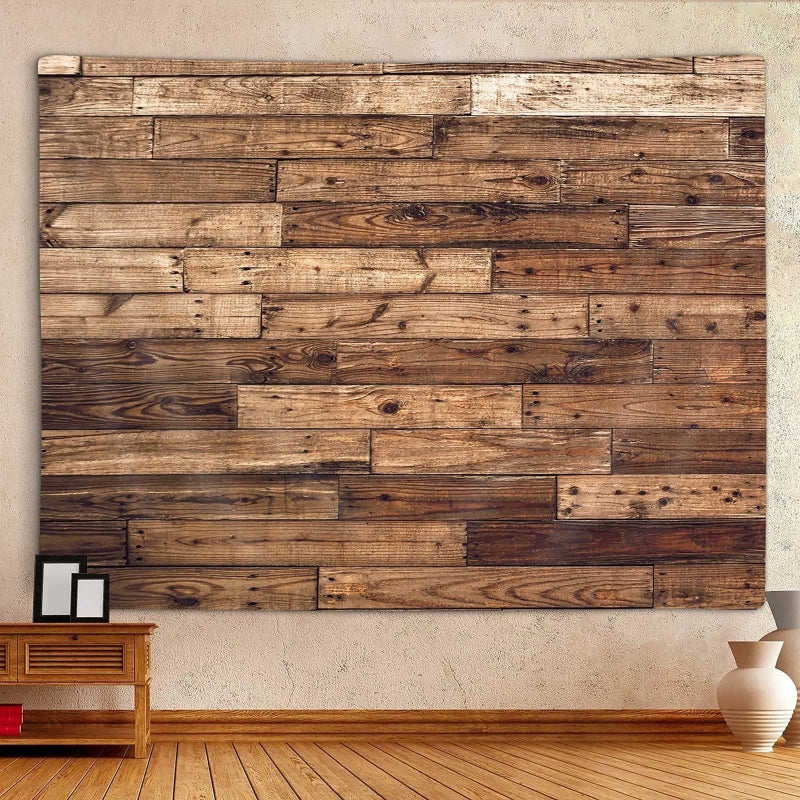 MERCHR Rustic Wooden Country Barn Door Tapestry Wall Hanging, Farmhouse Brown Wood Primitive Plank Wall Texture Tapestry Home Decor Living Room Bedroom 80X60 Inches - Image 1