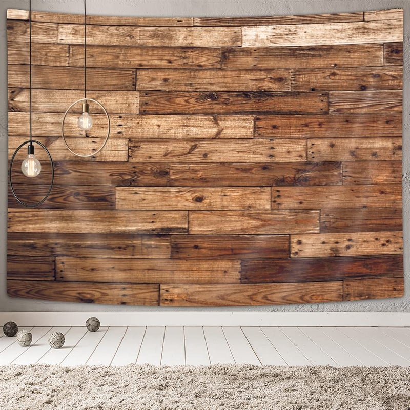 MERCHR Rustic Wooden Country Barn Door Tapestry Wall Hanging, Farmhouse Brown Wood Primitive Plank Wall Texture Tapestry Home Decor Living Room Bedroom 80X60 Inches - Image 3