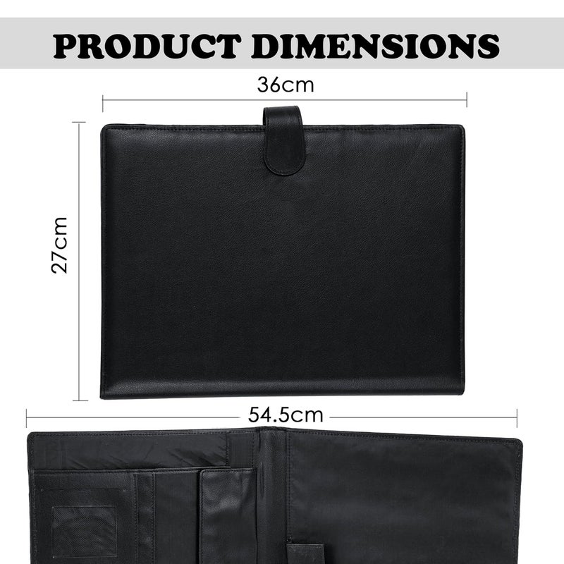 Shuban Black PU Leather Professional Multipurpose File Folder, Conference Folder Portfolio Organizer for Document Filing - Pen - Business Card Holder - Notepad - Image 2