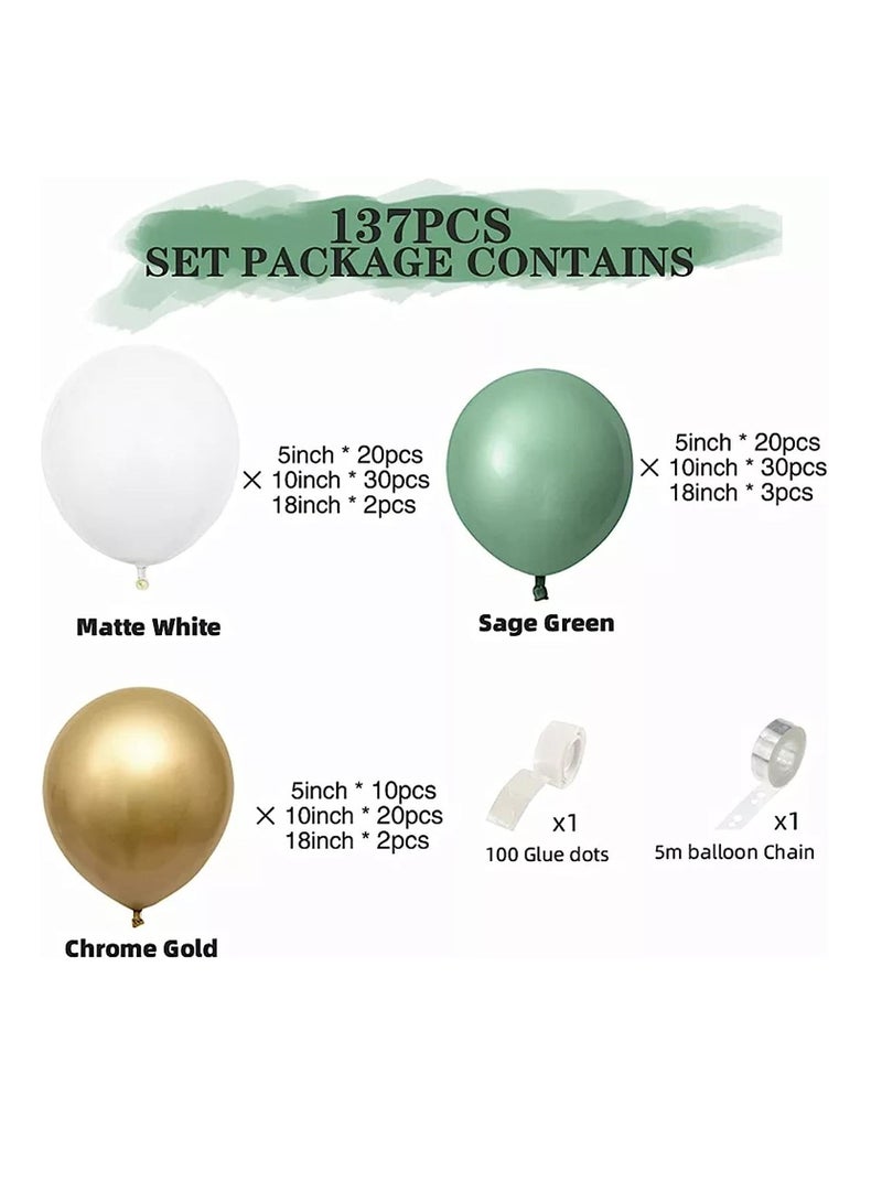 سوفام 137 قطعة من منطاد الزيتون الأخضر غارلاند كيت منطاد قوس متعدد الألوان مجموعة منطاد عيد الميلاد - Image 3