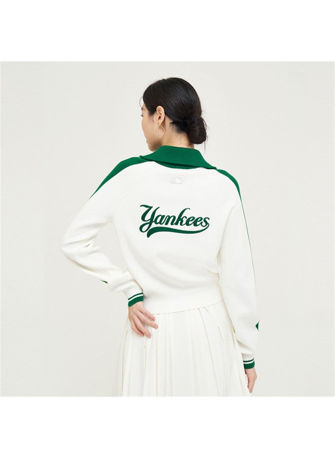 MLB Women'S Preppy Style Color Block Semi-Zip Comfort Knit Sweater Pullover Spring Autumn Kpv04 - Image 3