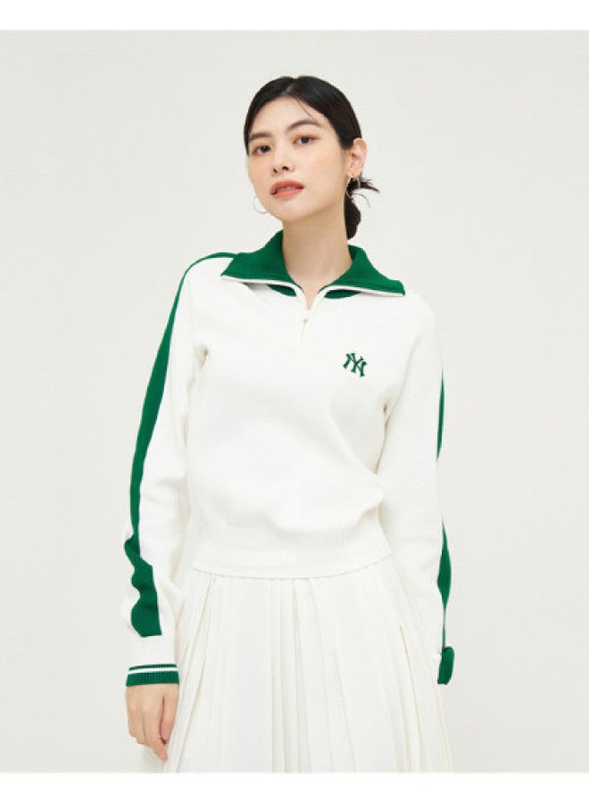 MLB Women'S Preppy Style Color Block Semi-Zip Comfort Knit Sweater Pullover Spring Autumn Kpv04 - Image 1