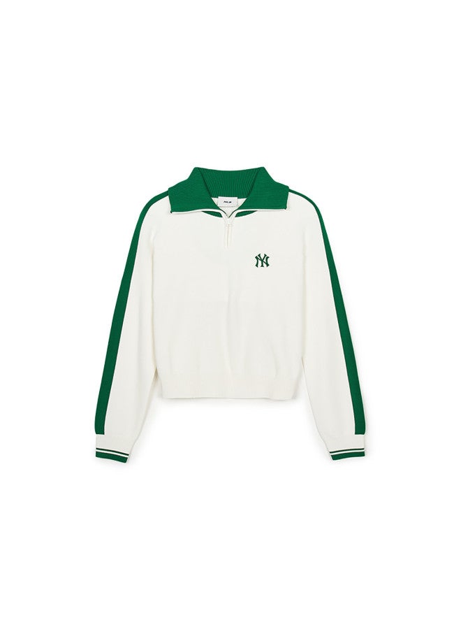 MLB Women'S Preppy Style Color Block Semi-Zip Comfort Knit Sweater Pullover Spring Autumn Kpv04 - Image 4