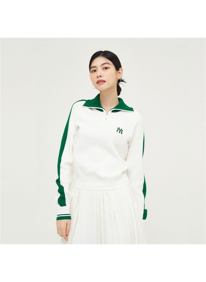 MLB Women'S Preppy Style Color Block Semi-Zip Comfort Knit Sweater Pullover Spring Autumn Kpv04 - Image 2