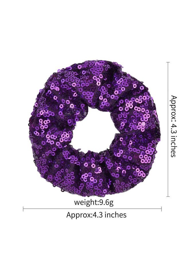 Jeffan 12 Pcs Sequin Scrunchies Bridesmaid Scrunchies Elastics Ponytail Holders Hair Wrist Ties Bands Cloth Scrunchies for Show Gym Dance Party Club Girl Women - Image 2