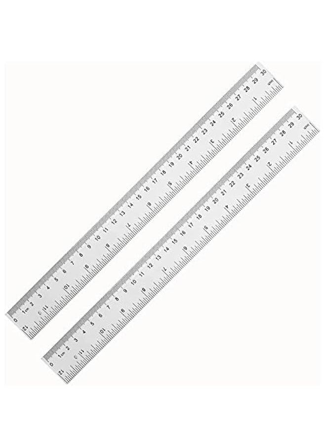Generic - Plastic Ruler 30cm, Clear Ruler,Transparent Ruler 12 inch,Metric Ruler,Ruler 30cm for School,Transparent Straight rulers for Kids,and Office use,Drafting Tools,Measuring Tools,Pack of 2. - Image 1