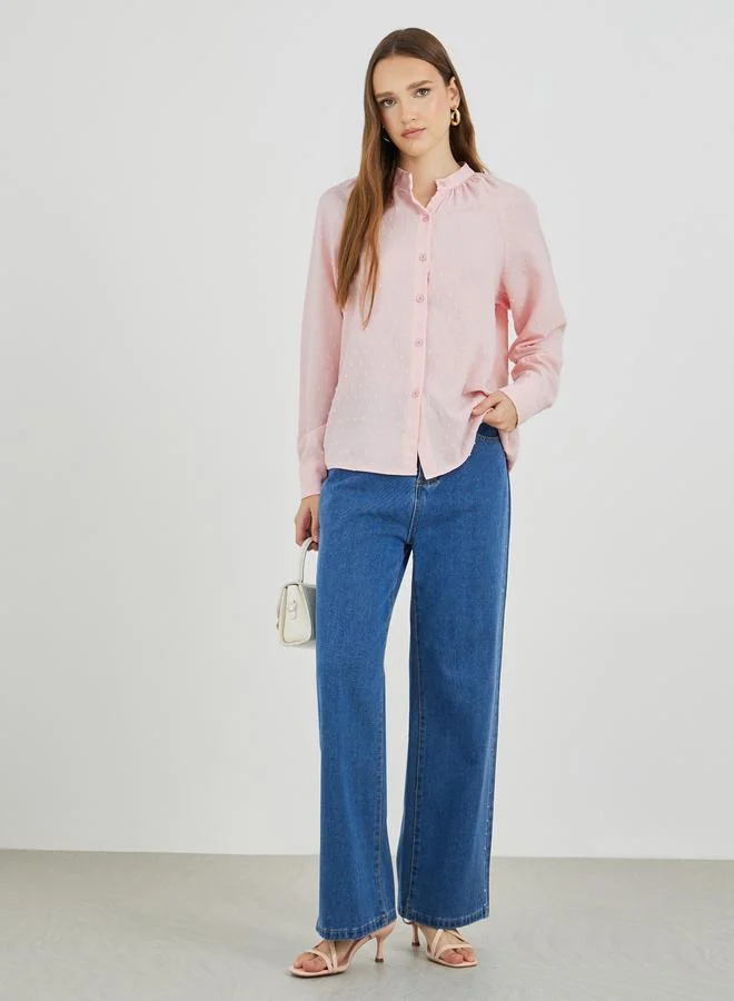 Take Two Take Two Texture Buttoned Oversized Shirt