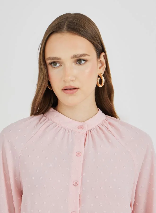 Take Two Take Two Texture Buttoned Oversized Shirt