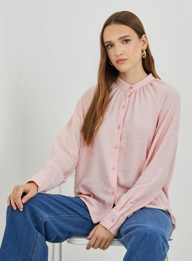 Take Two Take Two Texture Buttoned Oversized Shirt
