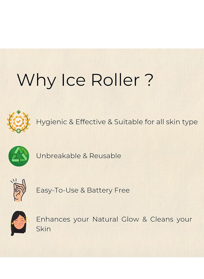 Ghar Soap High Quality Ice Roller for Face Neck and Body | Brighten Skin & Enhance Your Natural Glow Easy to Use and Carry | Reusable Skin Care Tools for Eye Wrinkles Acne Puffiness Relief