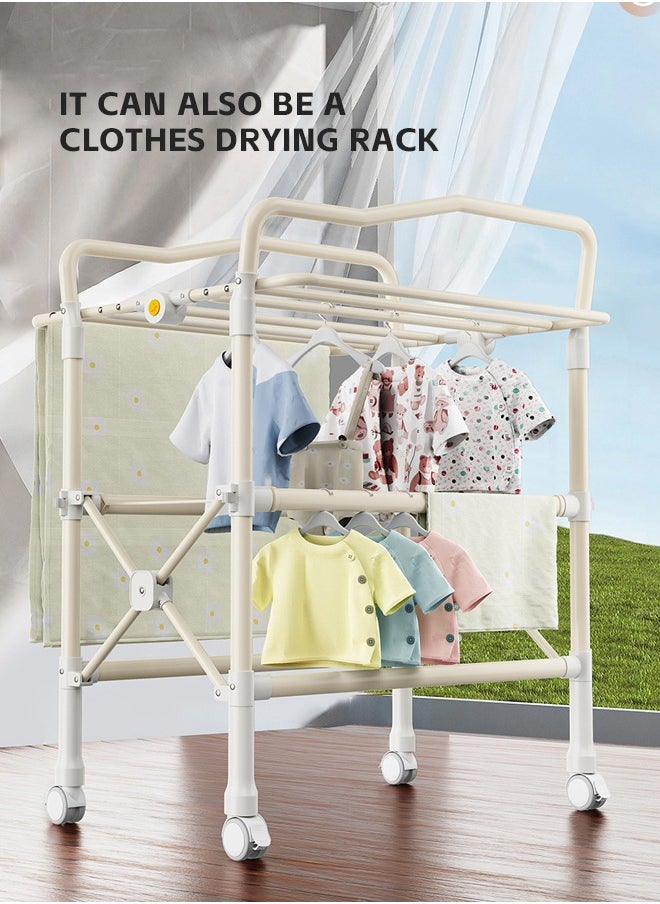 Soft Touch - Diaper Changing Table with Wheels Baby Changing Station Nursery Organizer for Newborns Changing Table with Drawers Strengthen Structure and Adjustable Height - Image 1