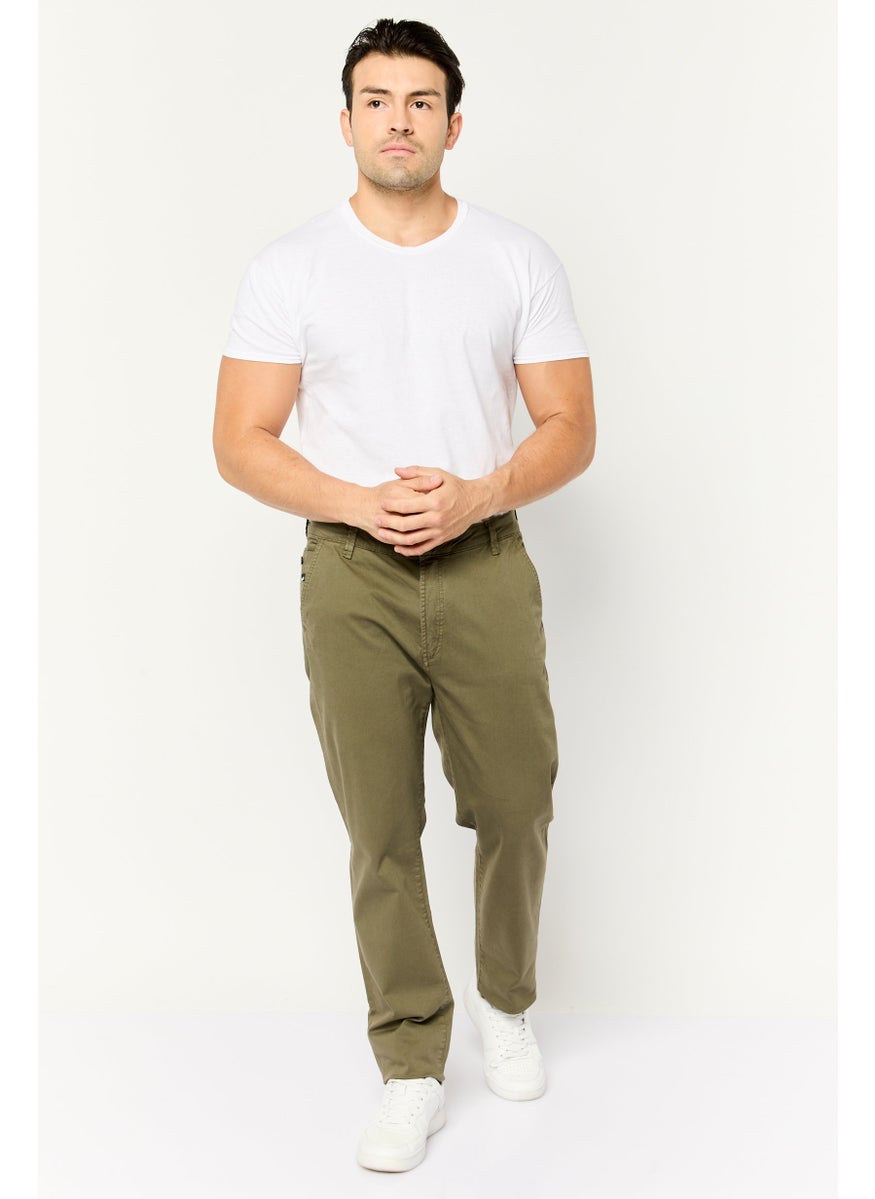 GAS - Men Slim Fit Brand Logo Chino Pants, Ivy Green - Image 1