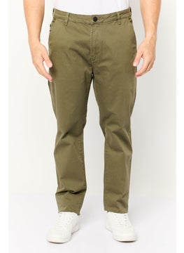 Men Slim Fit Brand Logo Chino Pants, Ivy Green