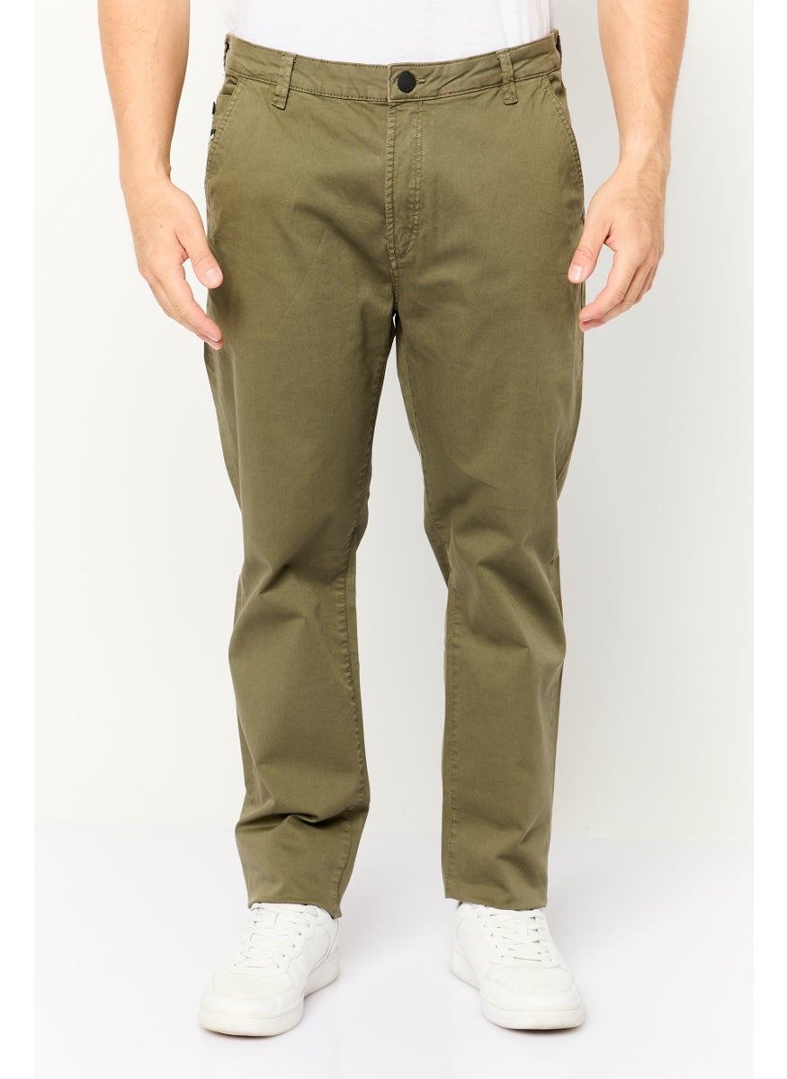 GAS - Men Slim Fit Brand Logo Chino Pants, Ivy Green - Image 1
