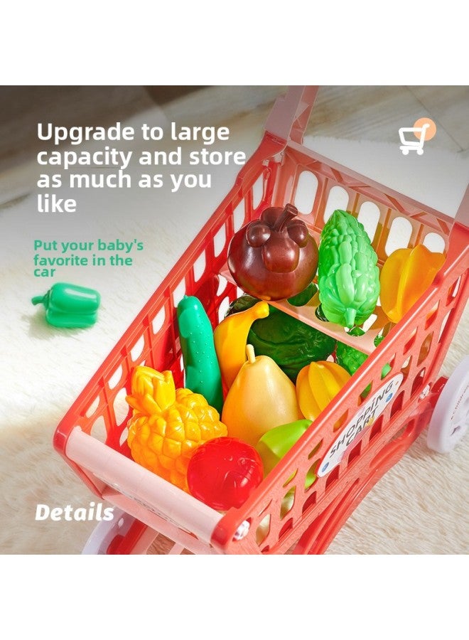 Children's Shopping Cart Toy Trolley Fruit And Vegetable Cutting Music Suit Toy Storage Baby Simulation Shopping Cart-Color:Red Shopping Cart + Cut - Image 4