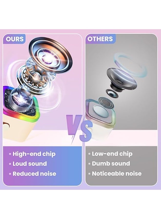 Kids Karaoke Machine, Portable Bluetooth Speaker with 2 Wireless Microphone for Kids, Music Toys Gifts for Girls 4, 5, 6, 7, 8, 9, 10 +Year Old (Beige) - Image 3