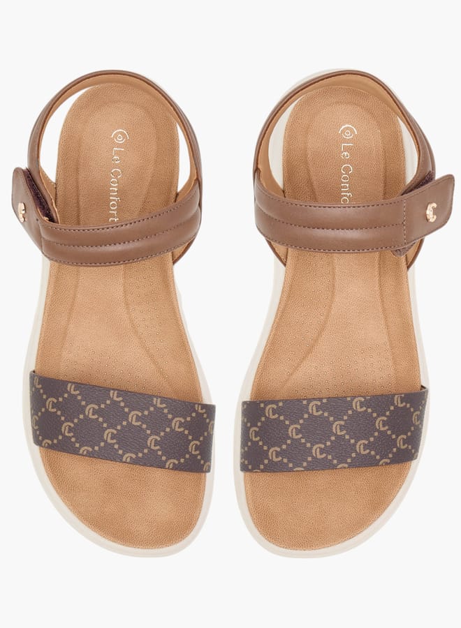 Le Confort Women Solid Sandals with Hook and Loop Closure  - Image 1