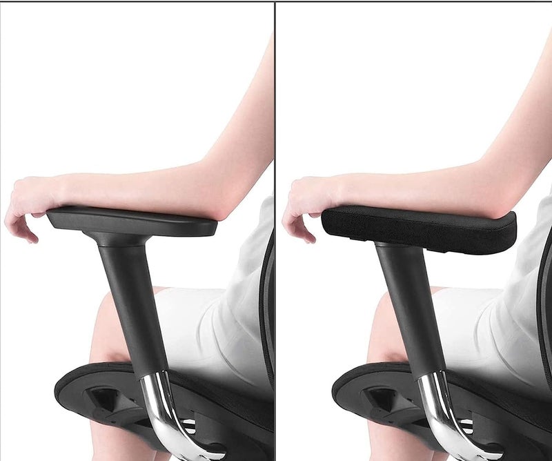 جووديرن قطعتان من وسائد مسند ذراع الكرسي، أغطية مسند ذراع كرسي المكتب المنزلي من إسفنج الذاكرة، وسائد ذراع كرسي الألعاب، وسادة كرسي ألعاب كمبيوتر مريحة قابلة للإزالة والغسل لدعم الكوع ومسند ذراع الساعد - أسود - Image 4