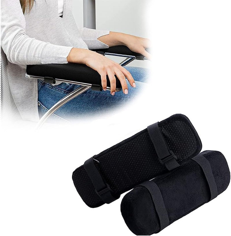 جووديرن قطعتان من وسائد مسند ذراع الكرسي، أغطية مسند ذراع كرسي المكتب المنزلي من إسفنج الذاكرة، وسائد ذراع كرسي الألعاب، وسادة كرسي ألعاب كمبيوتر مريحة قابلة للإزالة والغسل لدعم الكوع ومسند ذراع الساعد - أسود - Image 1