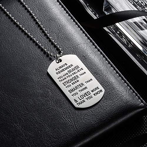 YEEQIN Gift for Son Mens Gifts Ideas Always Remember You Are Braver Pendant Necklace For Son Inspirational Gifts For Teens - Image 4