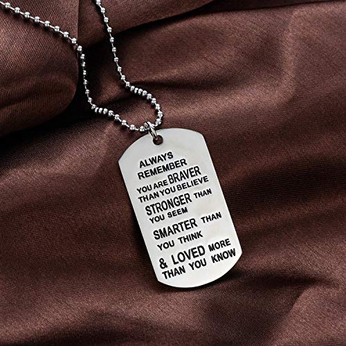 YEEQIN Gift for Son Mens Gifts Ideas Always Remember You Are Braver Pendant Necklace For Son Inspirational Gifts For Teens - Image 5