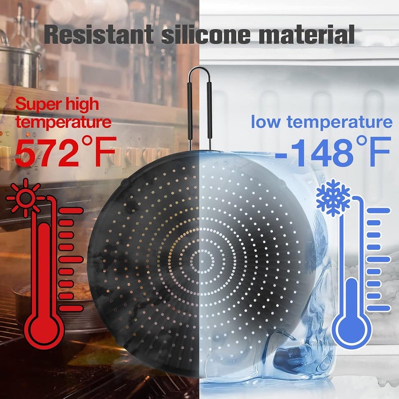 Silicone Splatter Screen for Frying Pan 13”, Multi-Use Grease Splatter Guard Heat Resistant to Hot Oil Food Safety Oil Splash Guard - Image 4
