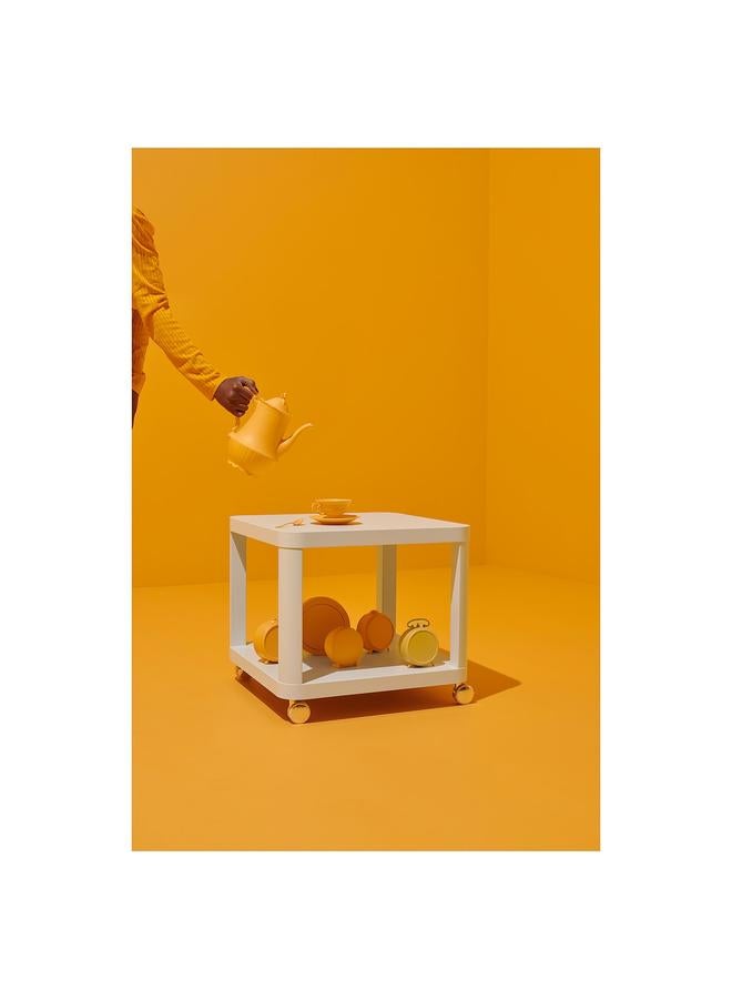 زبون طاولة جانبية بعجلات، بيضاء، 50×50 سم - Image 4