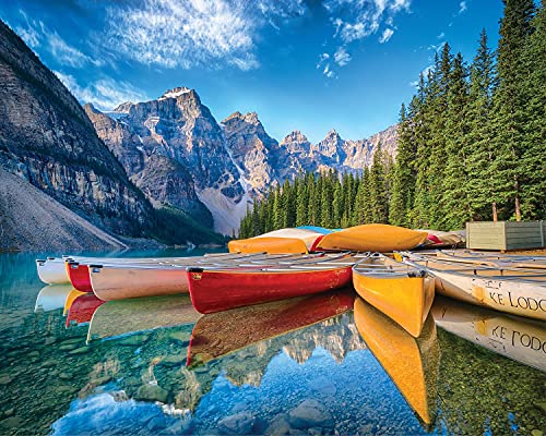 Springbok 1000 Piece Jigsaw Puzzle Calm Canoes Made in USA - Image 1