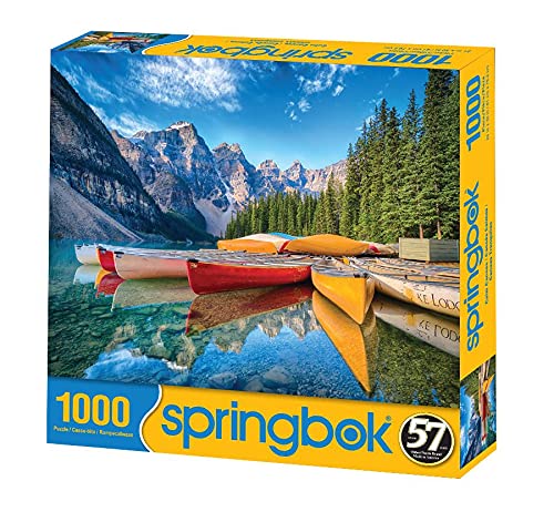 Springbok 1000 Piece Jigsaw Puzzle Calm Canoes Made in USA - Image 5