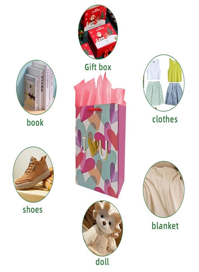Colodeol 2Pack 12.8" Valentines Gift Bags,Large Valentines Bags with Tissue Paper for Mom Girlfriend Co-worker,Valentines Day Paper Gift Bags for Her Men Him Women - Image 5