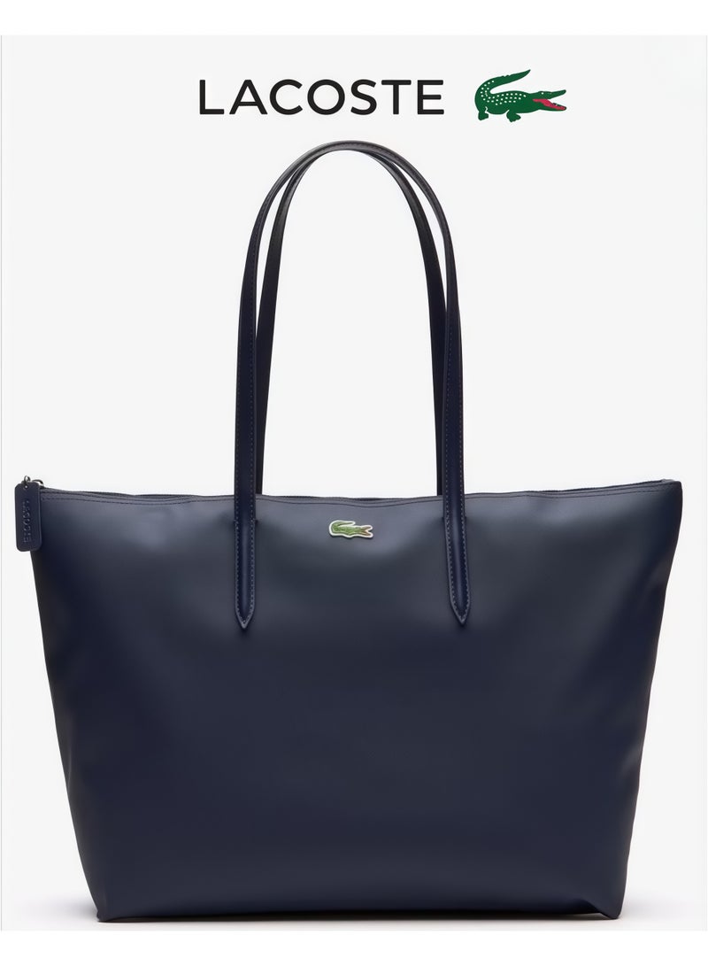Lacoste Women's L12.12 Concept Fashion Versatile Large Capacity Zipper Handbag Tote Bag Shoulder Bag Large Dark Blue - Image 1