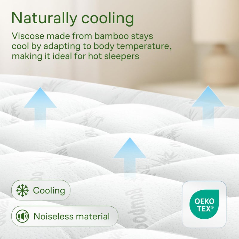 Niagara Sleep Solution Ultra Soft Full Size Mattress Topper - Viscose Made from Bamboo Pillow Top Mattress Pad for Back Pain Relief - Naturally Cooling for Hot Sleepers, White - Image 3