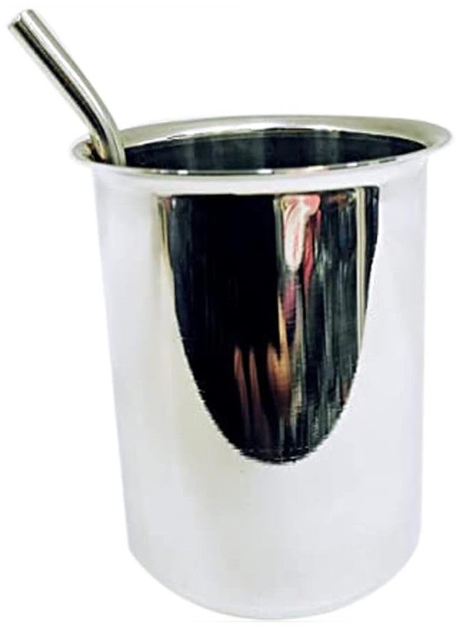 LUXURIA Steel Sipper for Milk with Straw and Handle (U-Shape) - Image 1