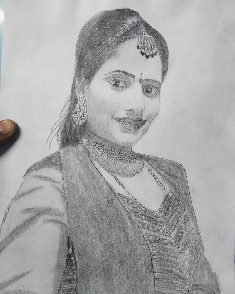 Custom Generic Pencil Sketch Portrait, A3 Single Face, Unframed, Matte Finish, Brown, Realistic Style, Indoor Use, Portrait Orientation, Premium Matte Paper, Handmade by Mandav Creations - Image 2