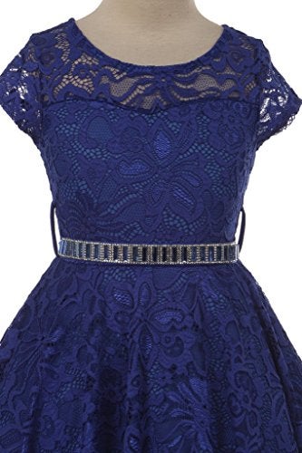 iGirlDress Big Girls Floral Lace Flower Girls Dresses Royal Blue 10 - Image 3