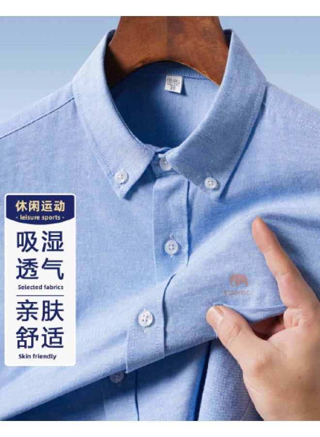 Fomoce men's Shirt Solid Color Comfortable Business Casual Stylish Moisture-wicking Breathable Shirt For Men - Image 1