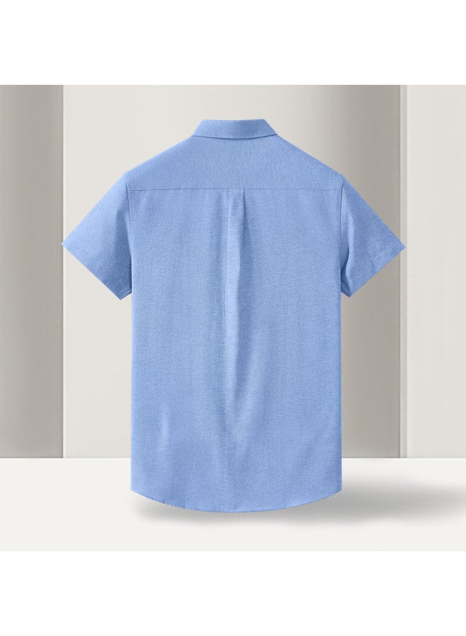 Fomoce men's Shirt Solid Color Comfortable Business Casual Stylish Moisture-wicking Breathable Shirt For Men - Image 5