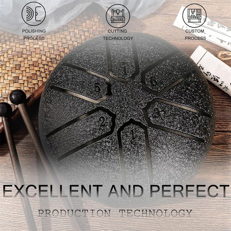 Luckam Rain Chime Steel Tongue Drum, Outdoor Waterproof Mini Handpan Instrument, 3 Inches 6 Notes, Black - Image 5