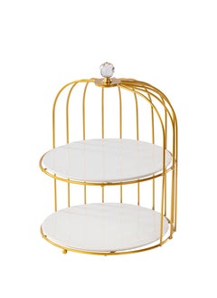Shallow Shallow Elegant 2 Tier Porcelain 26cm Cake Plate with Luxurious Gold Stand  - Image 1
